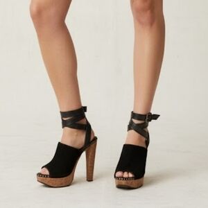 HERVE Leger suede & cork heels size 7